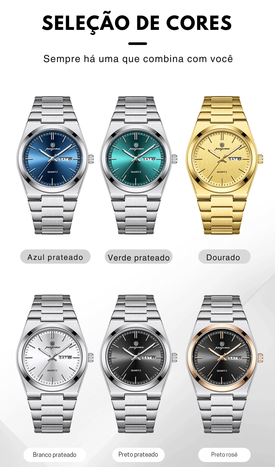 PENGAGAR Relógio Masculino de Luxo Data Semana Relógio Luminoso À Prova D 'Água